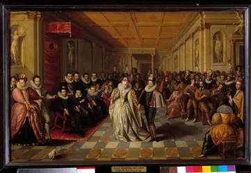 Bal gav til Louvre i nærværelse af Henri III og Catherine de Medicis (Caterina de Medici) for ægteskabet mellem Anne, hertugen af Joyeuse og Marguerite de Lorraine Vaudemont (søster til dronning Louise) den 24. september 1581.