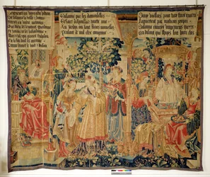 Benigne de Cirey og Susanna Bathing, venstre panel fra historien om Susanna