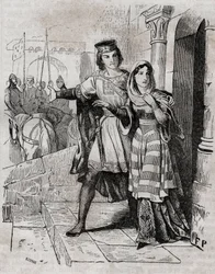 Bertrade af Montfort (1070-1117) Dronning af Frankrig med Filip I, konge af Frankrig - - i "Histoire de France"" af Anquetil. 19. århundrede.