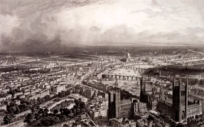 Birds Eye View af London, ca. 1840-55