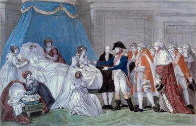 Fødsel af kongen af Rom Napoleon II (Francois Charles Joseph Napoleon Bonaparte) (1811-1832): ceremoni af fødselsattesten for kejser Napoleon I