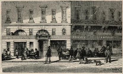 Cafe de la Regence de la Place du Palais-Royal i Paris i det 19. århundrede - Indgravering i "Tableau-de-Paris" af Edmond Texier 1852