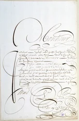 Kalligrafi: Regnskabsbrev kalligraferet omkring 1678 af Francois de Bruyn.