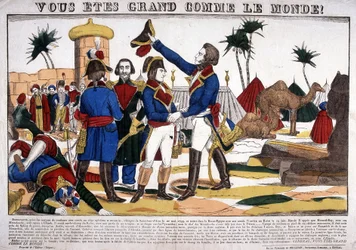 Kampagne (Ekspedition) af Egypten (1798-1801) ledet af Napoleon Bonaparte i 1799. Billede af Epinal