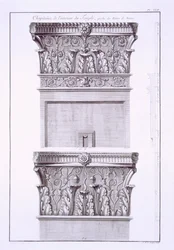 Hovedstæder fra templet nær de romerske bade, Nimes.