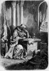 Kardinal elsker af pave Jeanne (pave fra 855 til 858). Indgravering i "Historien om paver-konger-dronninger-og-kejsere gennem århundreder"" af Maurice Lachatre