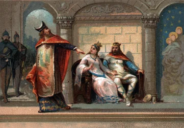 Caribert eller Cherebert, konge af Paris (561 - 567). Kromolitografi i slutningen af det 19. århundrede.