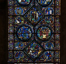Cathedral of Chartres, farvet glas: Saint Eustaches liv, lave detaljer