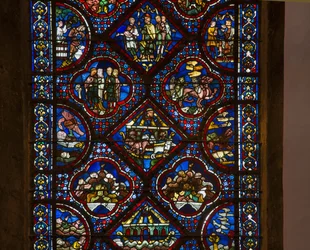 Cathedral of Chartres, farvet glas: life of noe, detaljecenter