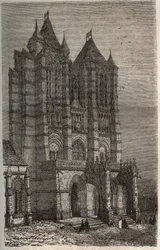 Cathedrale Notre-Dame de Noyon i Oise, Picardie - gravering i "Histoire de France"" af Victor Duruy (1811-1894) - 1882