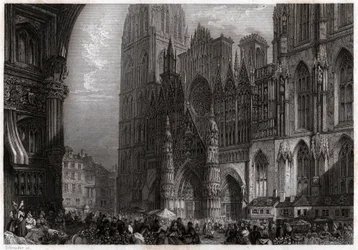 Katedralen i Rouen. (gravering, ca. 1850)