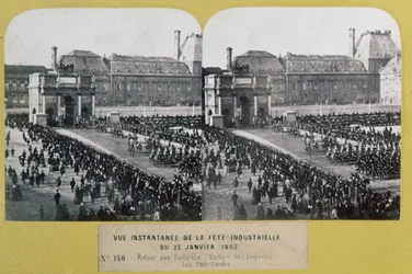 Fejring af industrien på Tuilerierne, Place du Carrousel, Paris, stereoskopisk udsigt, 25. januar 1863