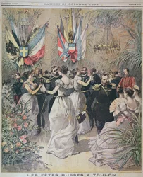 Fejringer til ære for den russiske flådes besøg i Toulon, forside af le Petit Journal, 21. oktober 1893