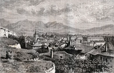 Chambery - Savoie - indgravering i "La France illustree: geografi, historie, statistisk administration" af V.A. Malt-brun. 1884