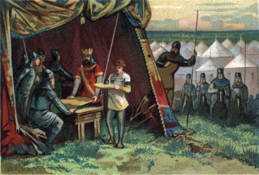 Charles II sagde, at Le Bald købte fred til sølvpris. Kromolitografi omkring 1890.