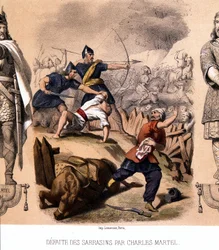 Charles Martel besejrede saracenerne ved Poitiers, 732.