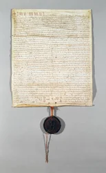 Charter for Peronne-kommunen, givet af Philippe Auguste (1165-1223) 1209 (vellum)