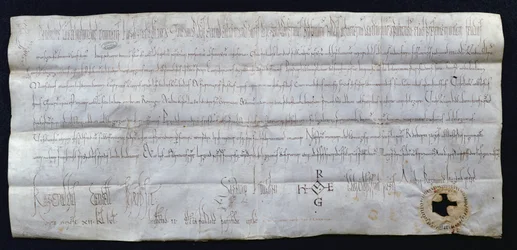 Charter underskrevet af Hugues I Capet (941-996), konge af Frankrig, 988 (pen og blæk på papir)