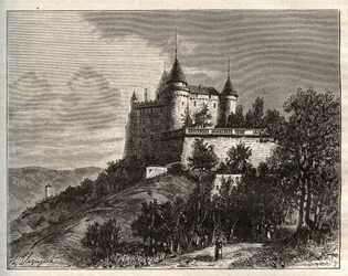 Chateau de Mercues - Cahors - gravering i "La France illustree: geografi, historie, statistisk administration" af V.A. Malt-brun. 1884