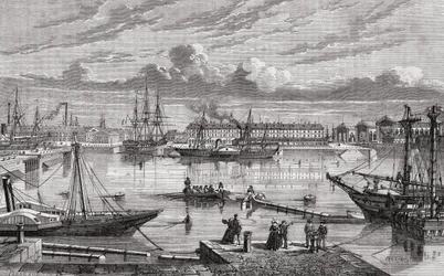 Cherbourg i det 18. århundrede, indgraveret af Le Breton efter Pibaraud, fra 