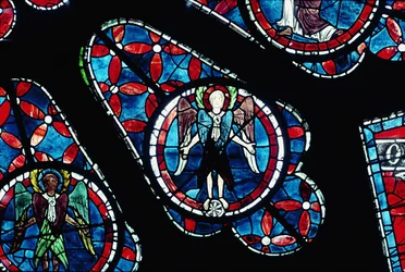 Keruber på hjul, detalje fra nordrosenvindue, ca. 1223