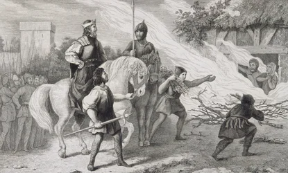 Chlotaire I (497-561) brænder sin oprørske søn og familie, fra 