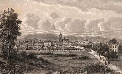 Colmar - Haut-Rhin, i Alsace - indgravering i "La France illustrée: geografi, historie, statistisk administration" af V.A. Malt-Brown. 1884