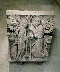 Søjlehoved for Kristus og Jakob den Mindre, ca. 1125-30 (kalksten)