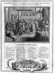 Salvingen og kroningen af Henrik 4. (1553-1610) i Chartres-katedralen den 27. januar 1594, sent 16. århundrede