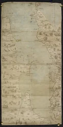 Bomuld Augustus I ii f.65 Kort over Den Engelske Kanal (den engelske sydkyst og den franske nordkyst) af Jean Rotz