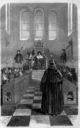 Council of Narbonne (1054): et af de råd, der etablerede Guds fred. Indgravering i "Histoire des Papes-Rois-Queen and Empereurs a travers les centuries"" af Maurice Lachatre