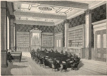 Revisionsretten - bibliotek og rådslokale - Indgravering i "Tableau-de-Paris" af Edmond Texier 1852