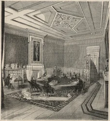 Revisionsretten - udvalgslokale - Indgravering i "Tableau-de-Paris" af Edmond Texier 1852