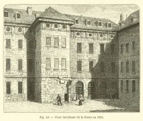 Indre gårdhave i La Force i 1840