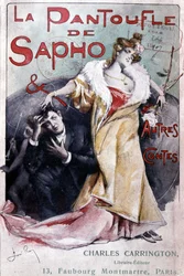 Omslag til den populære roman "" Saphos tøffel og andre fortællinger"", red. Carrington, Paris, slutningen af det 19. århundrede - B.N.