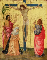 Korsfæstelse (tempera og bladguld på panel)