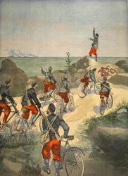 Cykeltjeneste langs Cubas kyst, illustration fra Le Petit Journal: Supplement illustre, 1898