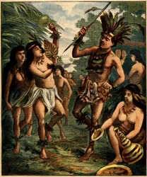 Roucouyan-indianernes dans i Caribien. Indgravering i "" La Terre Illustree"" nr. 77 af 21. april 1892.