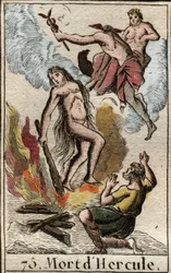 Herkules (Herakles) død og apoteose fra "Mythologie de la jeunesse" af Pierre Blanchard 1803.
