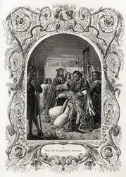 Papesse Jeannes død (pontifikat fra 855 til 858). Stik til illustration af Histoire des popes af Maurice Lachatre (1814-1900), librairie du progres, Paris.