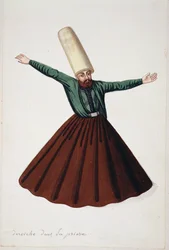 Dervish in Prayer, osmannisk periode, tredje kvartal af 1700-tallet (wc på papir)