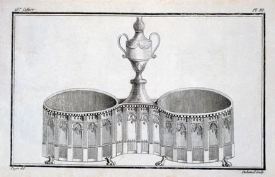 Design af Pugin, fra en mønsterbog med neo-klassiske metaldesigns sammensat af Duhamel, ca. 1770