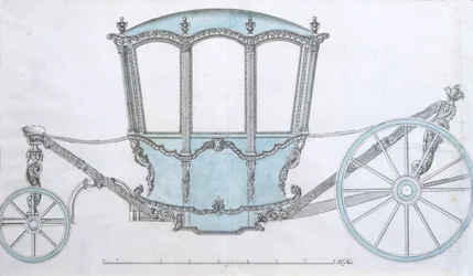 Design til en bus, ca. 1760 (pen & blæk med blå vask)