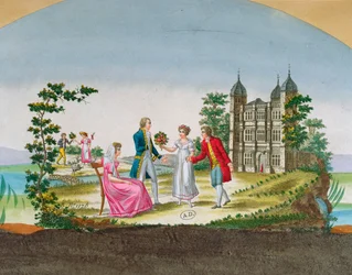 Design til en fan dekoration. ca. 1830