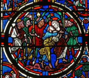 Detalje fra et vindue, der viser lidenskaben: Judas-forræderi