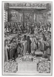 Middag for Ludvig XIV (1638-1715) på Hotel de ville, 30. januar 1687, fra kalenderen for året 1688