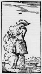 Dowser med afbøjelig spåstav - Rhabdomancie - Forklaring af baguetten i "" La Physique occult, ou Treat de la baguette divinatoire"" - Paris 1693 af Abbe de Vallemont (Pierre Le Lorrain) fysiker, numismate og fransk literator i det 17.