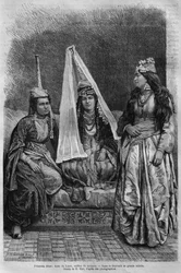 drusisk prinsesse, fra Syrien i dag. Rejser i Fønikien, Libanon og Judæa. 1875-1880 af Louis Charles Emile Lortet, 1884 (bw gravering)