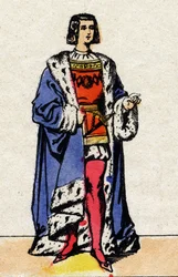 Valois-dynastiet: Portræt af Ludvig XII (1462-1515) konge af Frankrig, fra 1498 til 1515. Epinal billeddannelse fra slutningen af det 19. århundrede. Privat samling.