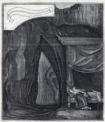 Ear of Dionysio - Orecchio di Dionisio (Orecchio di Dionigi) - Interiør af hulen kendt som Ear of Denys i Syracusa - Indgravering i "" Videnskaber bragt til alles yndefulde - fysik og kemi"" af Alexis Clerc - Slutningen af 19. århundrede. Privat co